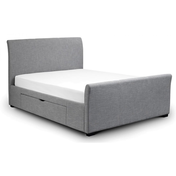 Capri Fabric Bed With Drawers Light Grey Super King